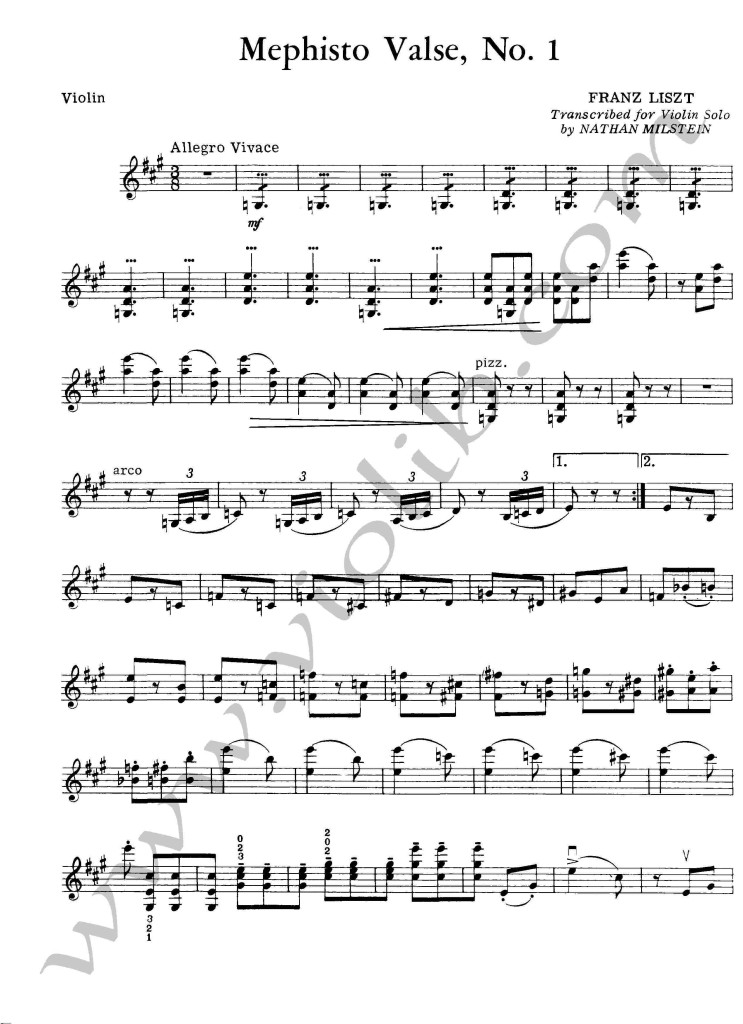 Ф. Лист "Мефисто-вальс" ноты для скрипки соло