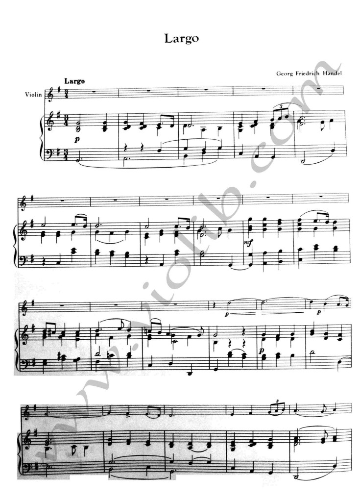 Г. Ф. Гендель "Ларго" ноты для скрипки и фортепьяно