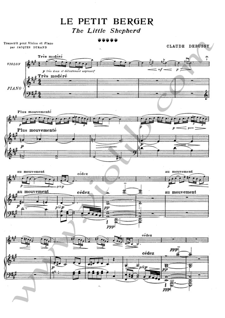 К. Дебюсси "Маленький пастух" ноты для скрипки и фортепьяно. 